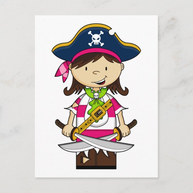 Carte postale du capitaine de pirate fille (Devant)