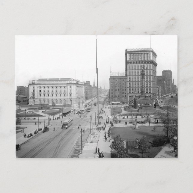 Carte postale du Carré public Cleveland Ohio 1906 (Devant)