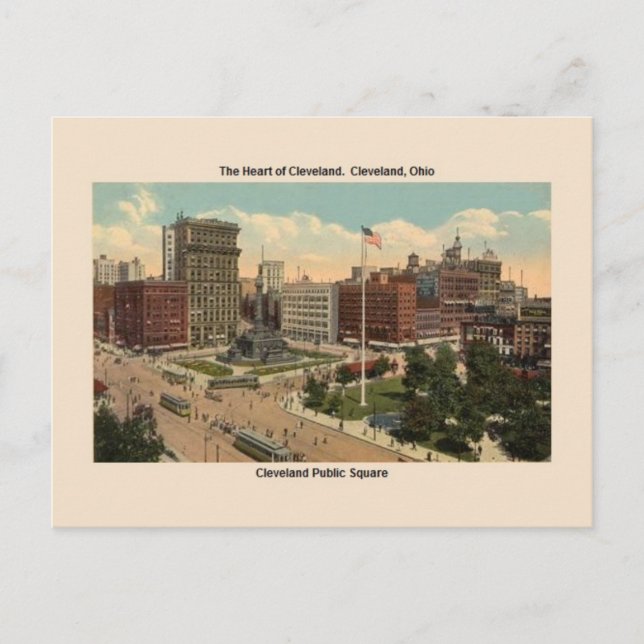 Carte postale du Carré public vintage Cleveland Oh (Devant)
