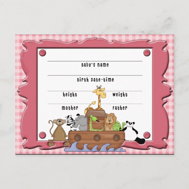 Carte postale du certificat de naissance de fille  (Devant)