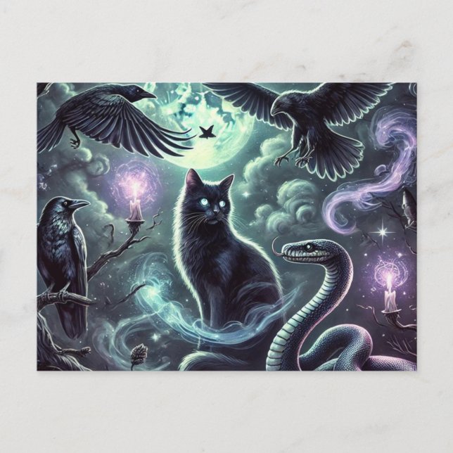 Carte postale du Chat de la Sorcière | Art de chat (Devant)