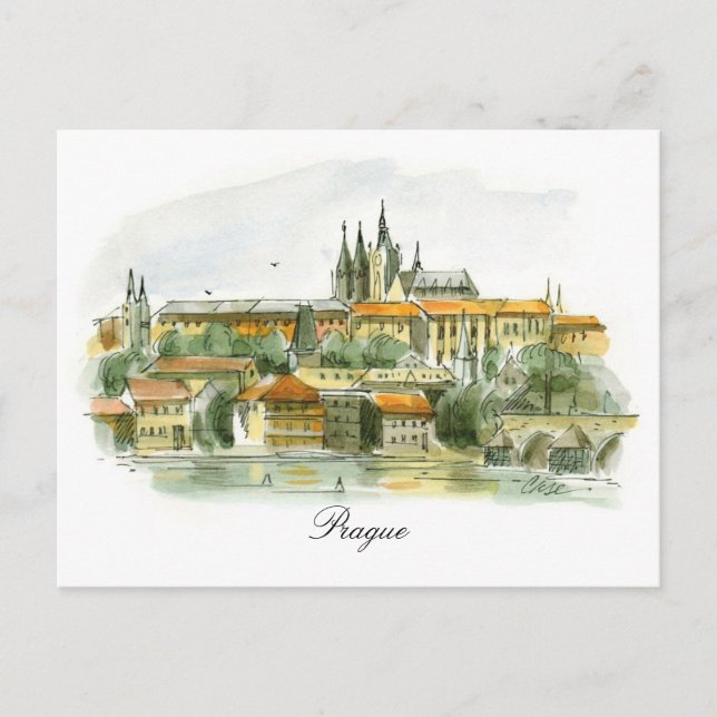 Carte postale du château de Prague (Devant)