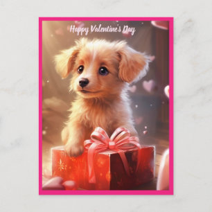 Carte postale du chiot de la Saint-Valentin