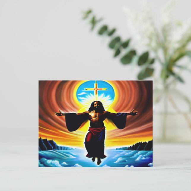 Carte postale du ciel et de la terre de l'art chré (Debout devant)