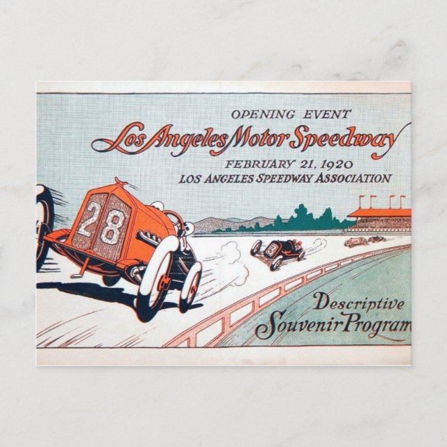 Carte postale du circuit automobile de Los Angeles (Devant)