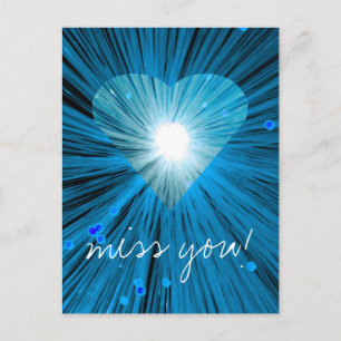 Carte postale du Coeur Bleu 'vous manquez ! '