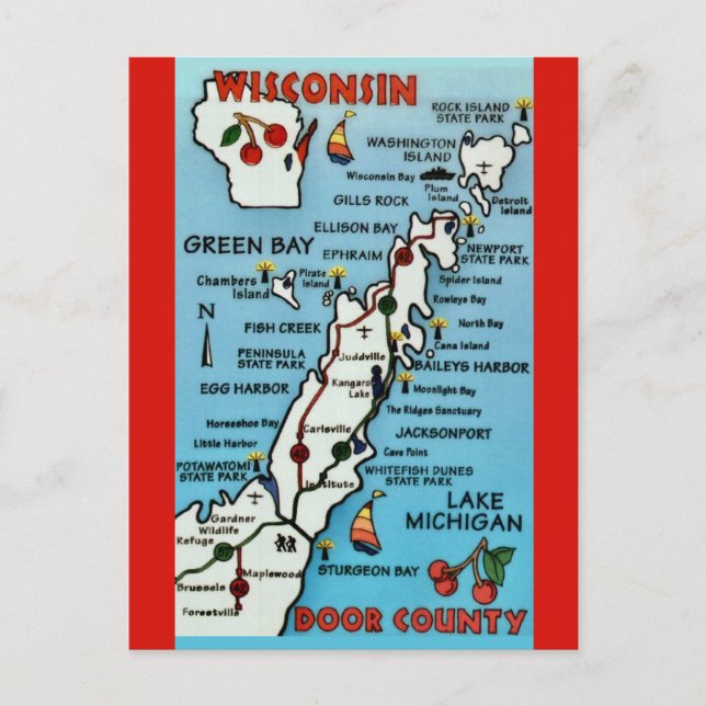 Carte postale du comté de Door WI (Devant)