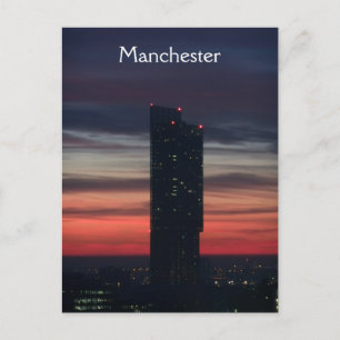 Carte postale du coucher de soleil de Manchester