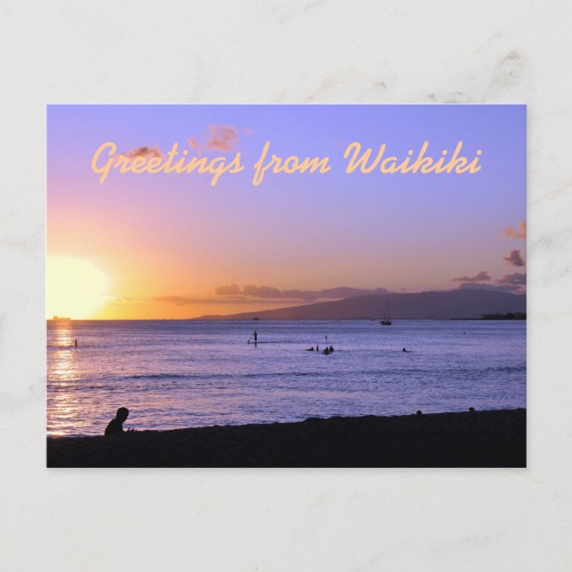 Carte postale du coucher de soleil sur la plage de (Devant)