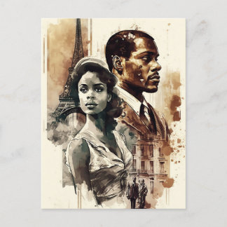 Carte postale du couple afro-américain des années 