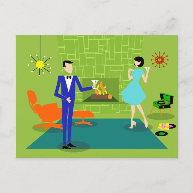 Carte postale du couple de style moderne du milieu (Devant)