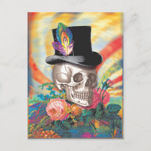 Carte postale du crâne du chapeau psychédélique