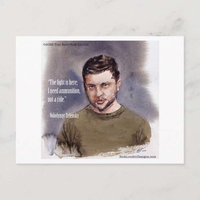 Carte postale du devis de Vladimir Zelensky et mun (Devant)