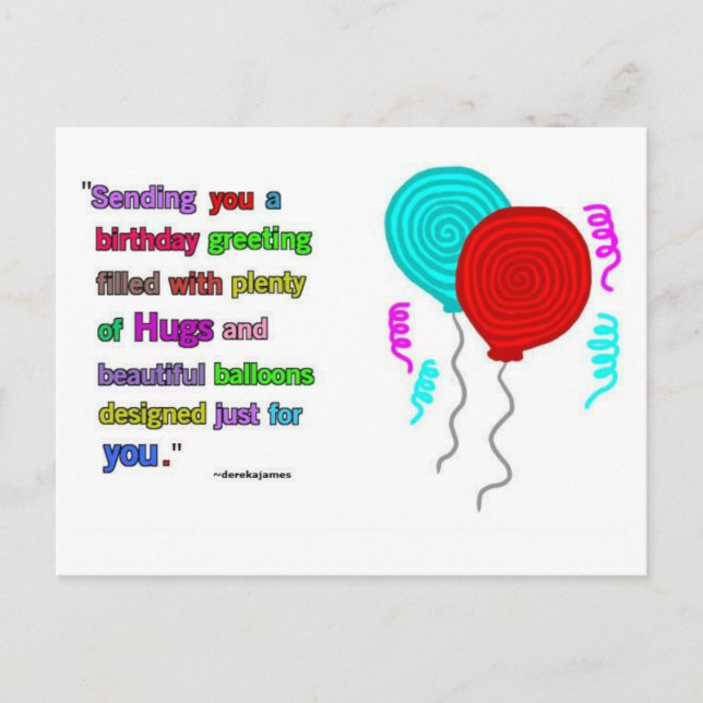 Carte postale du devis de voeux d'anniversaire (Devant)