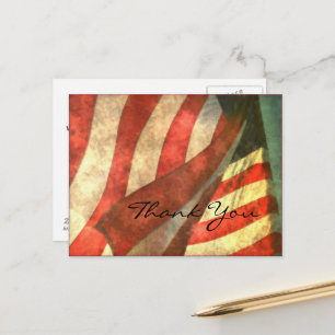 Carte postale du drapeau américain et de remerciem