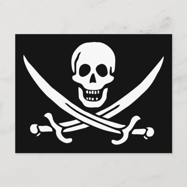 Carte postale du drapeau pirate Jolly Roger (Devant)
