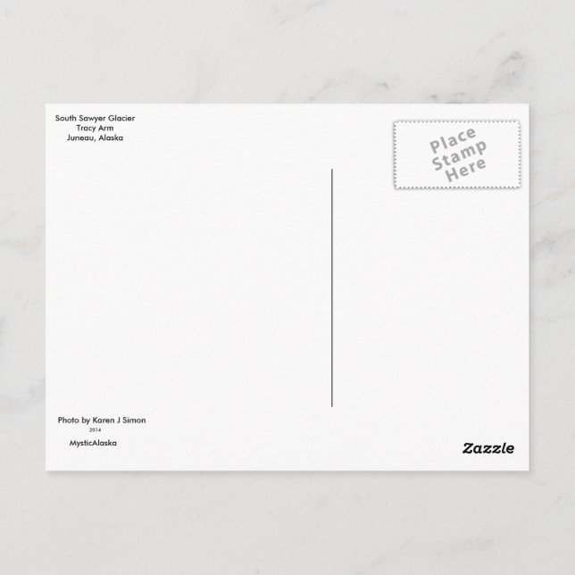 Carte postale du glacier Sawyer Sud (Dos)