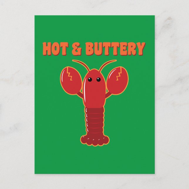 Carte postale du homard chaud et beurré (Devant)