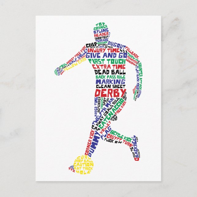 Carte postale du joueur de football typographique (Devant)