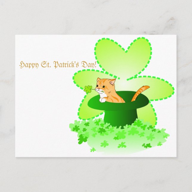 Carte postale du jour de St Patrick de chat (Devant)