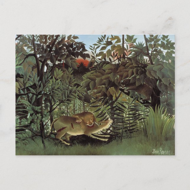 Carte postale du lion affamé de Rousseau (Devant)