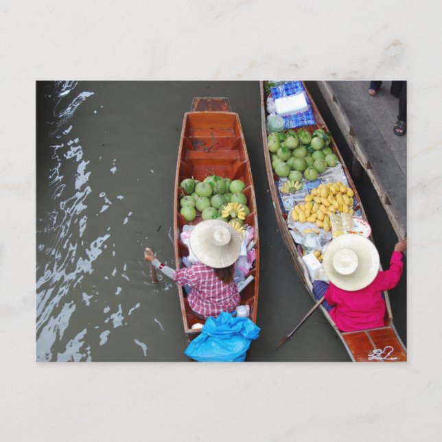 Carte postale du marché flottant en Thaïlande (Devant)
