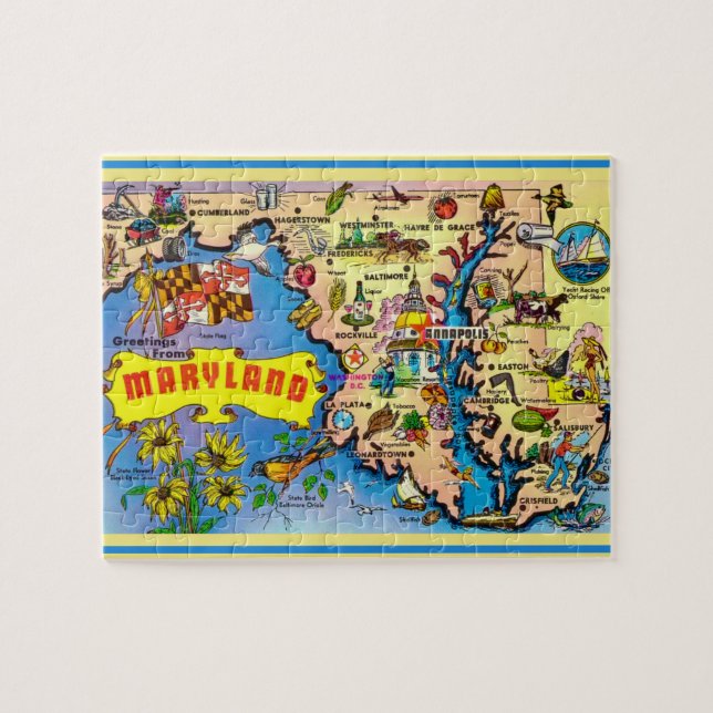 Carte postale du Maryland Jigsaw Puzzle (Horizontal)