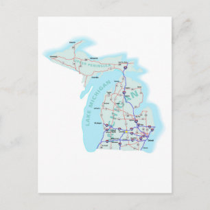 Carte postale du Michigan Interstate Map