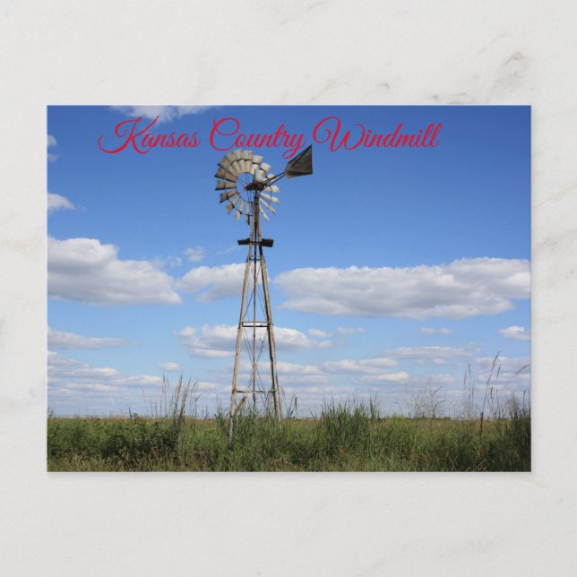 Carte postale du moulin à vent du pays Kansas (Devant)