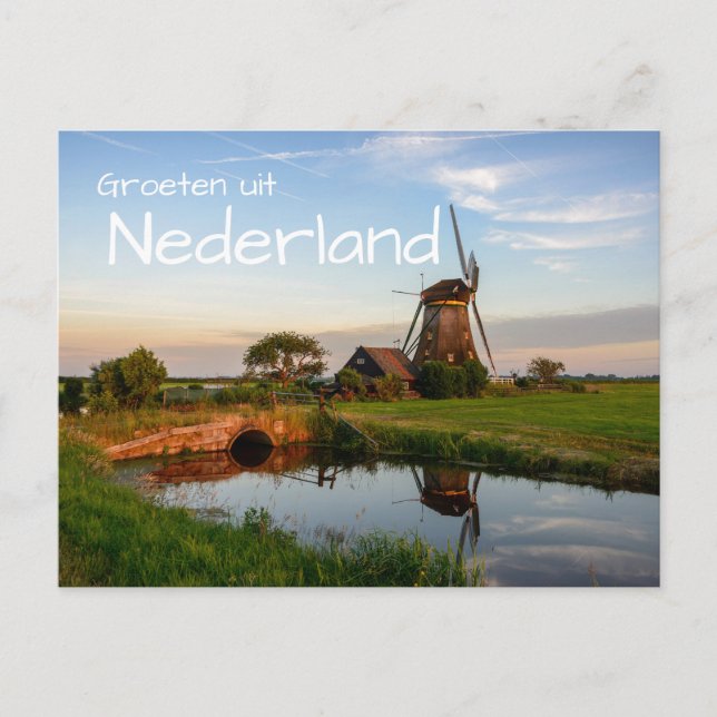 Carte postale du moulin à vent Groeten uit Nederla (Devant)