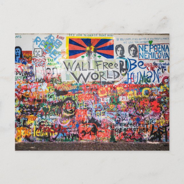 Carte postale du mur de Lennon (Prague, République (Devant)