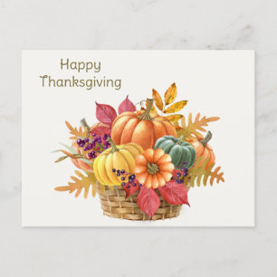 Carte postale du panier Citrouille de Thanksgiving