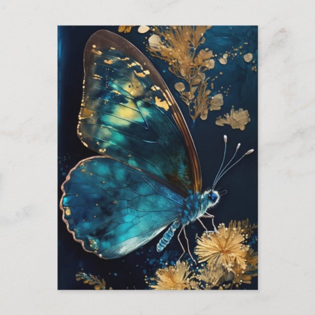 Carte postale du papillon de nuit papillon bleu (Devant)
