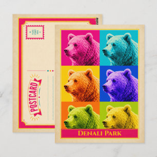 Carte postale du parc Denali Alaska Ours brun Vint