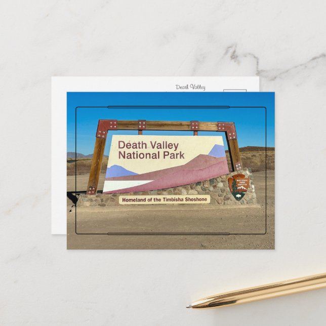 Carte postale du parc national de Death Valley (Devant/Arrière en situation)