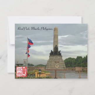 Carte postale du parc Rizal, Manille, Philippines.