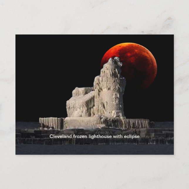 Carte postale du phare Cleveland congelé (Devant)