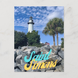 Carte postale du phare de Saint-Simons Island Beac