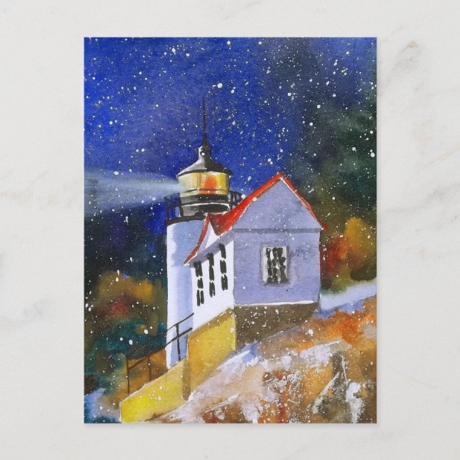 Carte postale du phare de Snowy Maine (Devant)