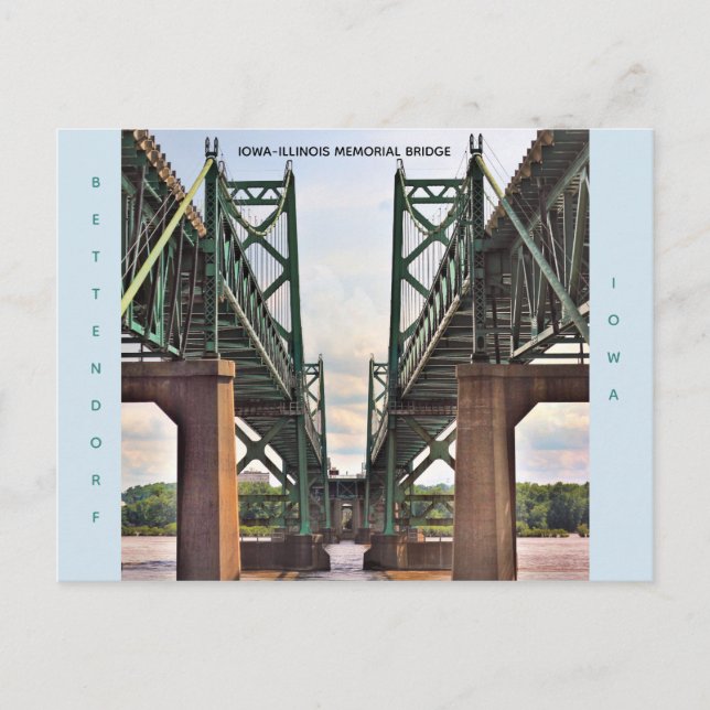 Carte postale du pont commémoratif de l'Iowa-Illin (Devant)