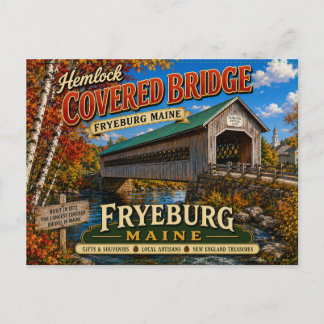 Carte postale du pont couvert Hemlock Fryeburg Mai