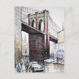 Carte postale du pont de Brooklyn, États-Unis