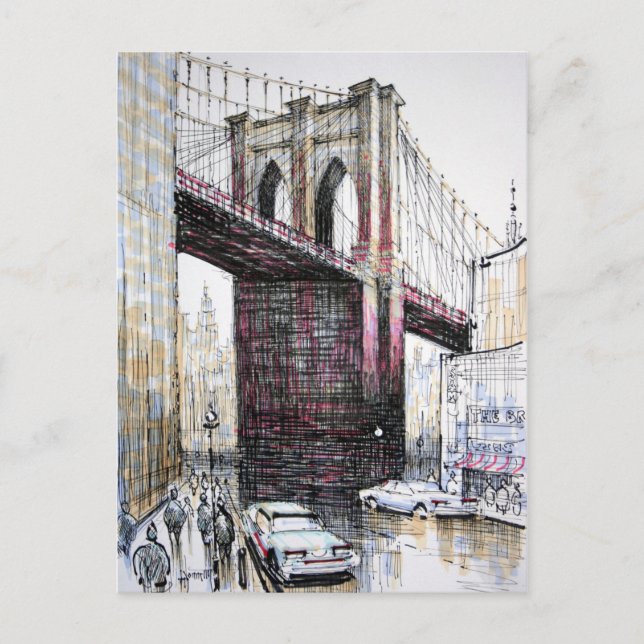 Carte postale du pont de Brooklyn, États-Unis (Devant)