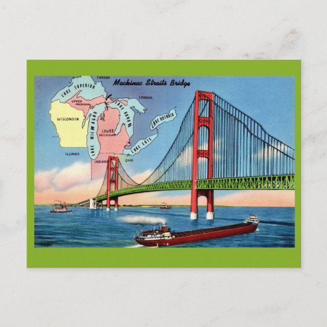 Carte postale du pont de Mackinac Island (Devant)