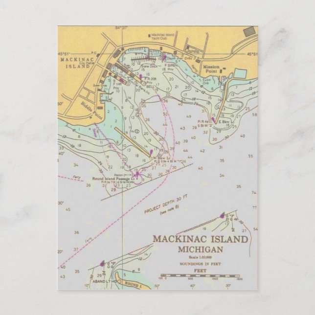 Carte postale du port de l'île Mackinac (Devant)