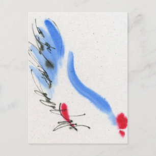 Carte Postale Du poulet blanc. Calligraphie et aquarelle