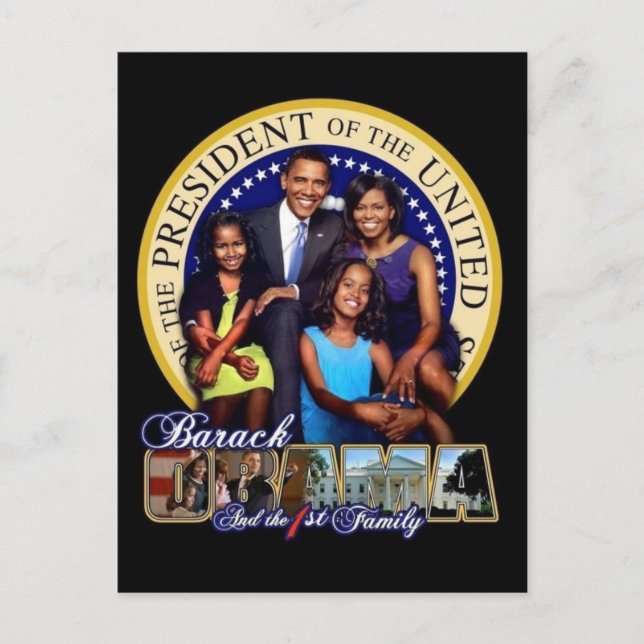 Carte postale du président Obama et de la première (Devant)