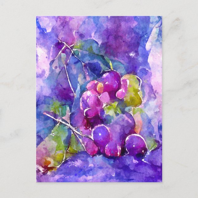 Carte Postale Du raisin aquarell. (Devant)