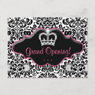 Carte postale du salon Damask Black White Pink Fra