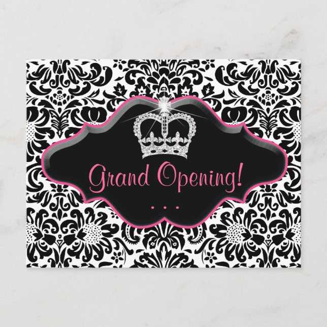 Carte postale du salon Damask Black White Pink Fra (Devant)